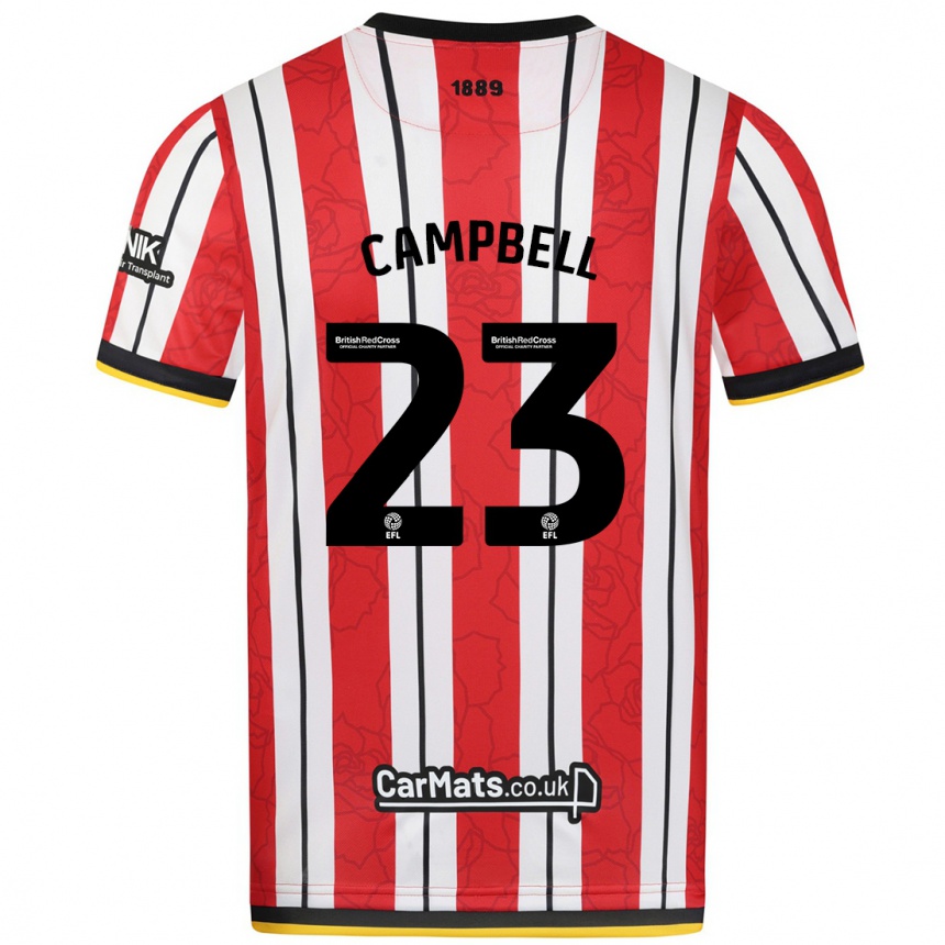 Men Football Tyrese Campbell #23 Red White Stripes Home Jersey 2024/25 T-Shirt Uk