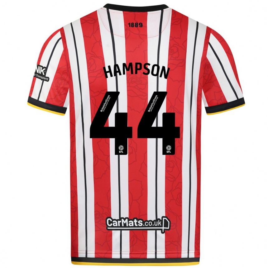 Men Football Owen Hampson #44 Red White Stripes Home Jersey 2024/25 T-Shirt Uk