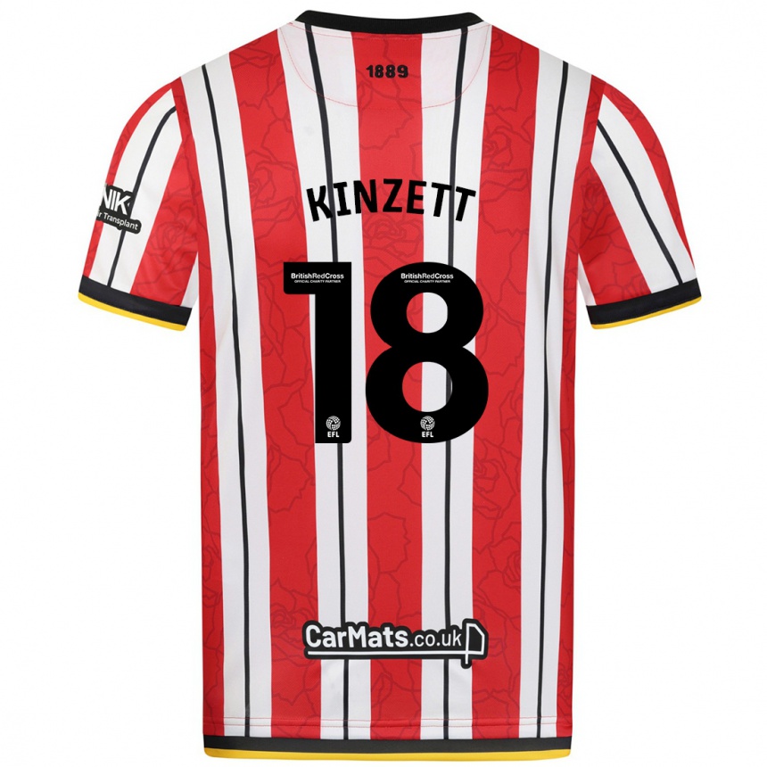 Men Football Ella Kinzett #18 Red White Stripes Home Jersey 2024/25 T-Shirt Uk