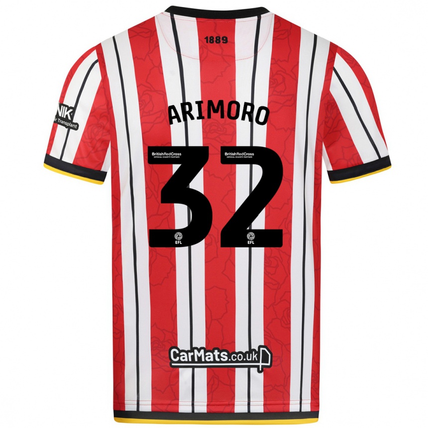 Men Football Juliet Khinde Adebowale-Arimoro #32 Red White Stripes Home Jersey 2024/25 T-Shirt Uk