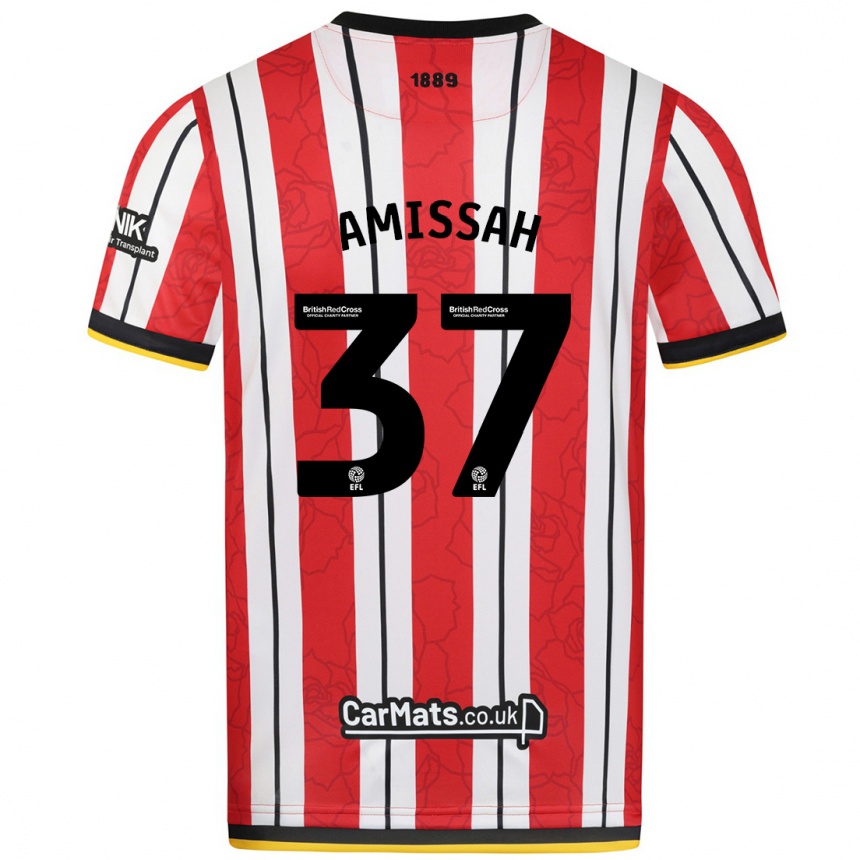 Men Football Jordan Amissah #37 Red White Stripes Home Jersey 2024/25 T-Shirt Uk