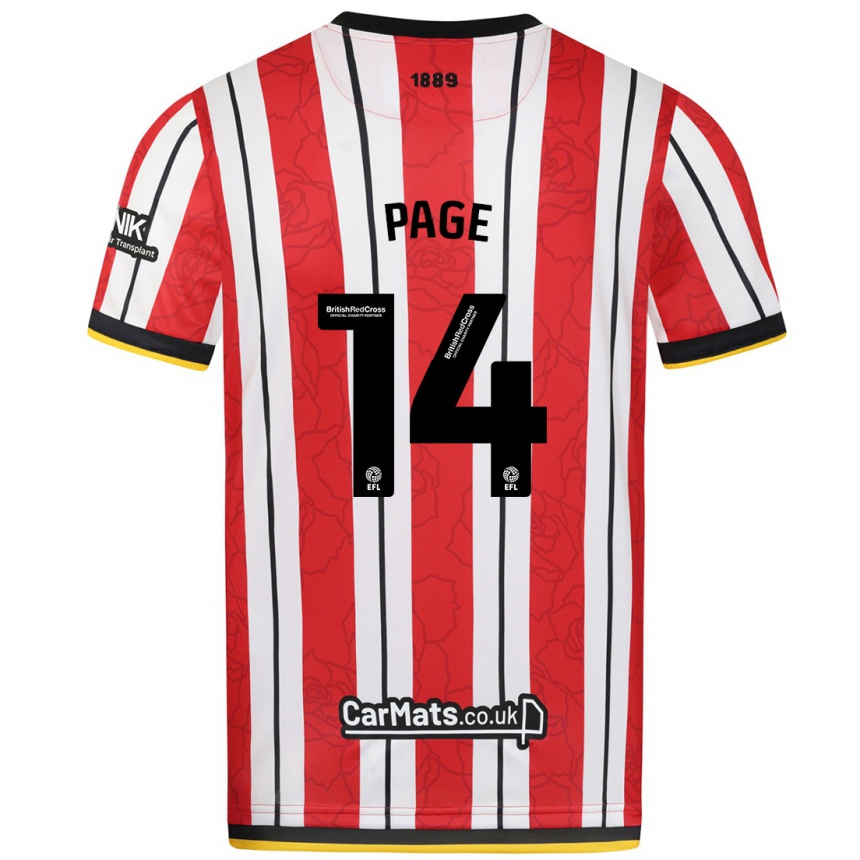 Men Football Olivia Jane Page #14 Red White Stripes Home Jersey 2024/25 T-Shirt Uk