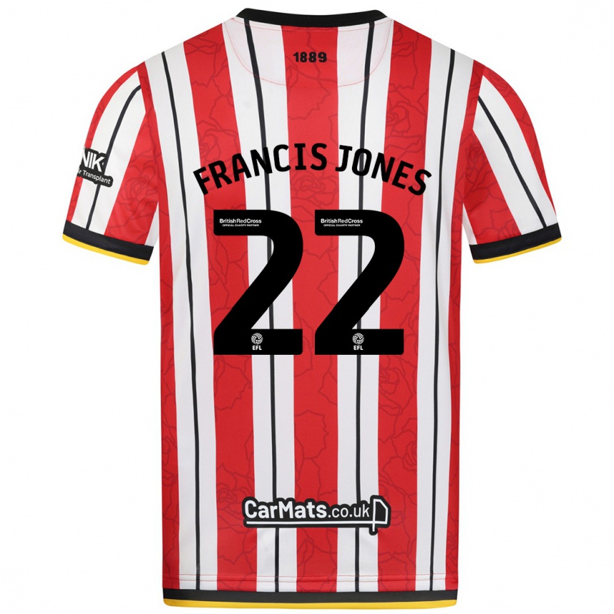 Men Football Maria Francis-Jones #22 Red White Stripes Home Jersey 2024/25 T-Shirt Uk