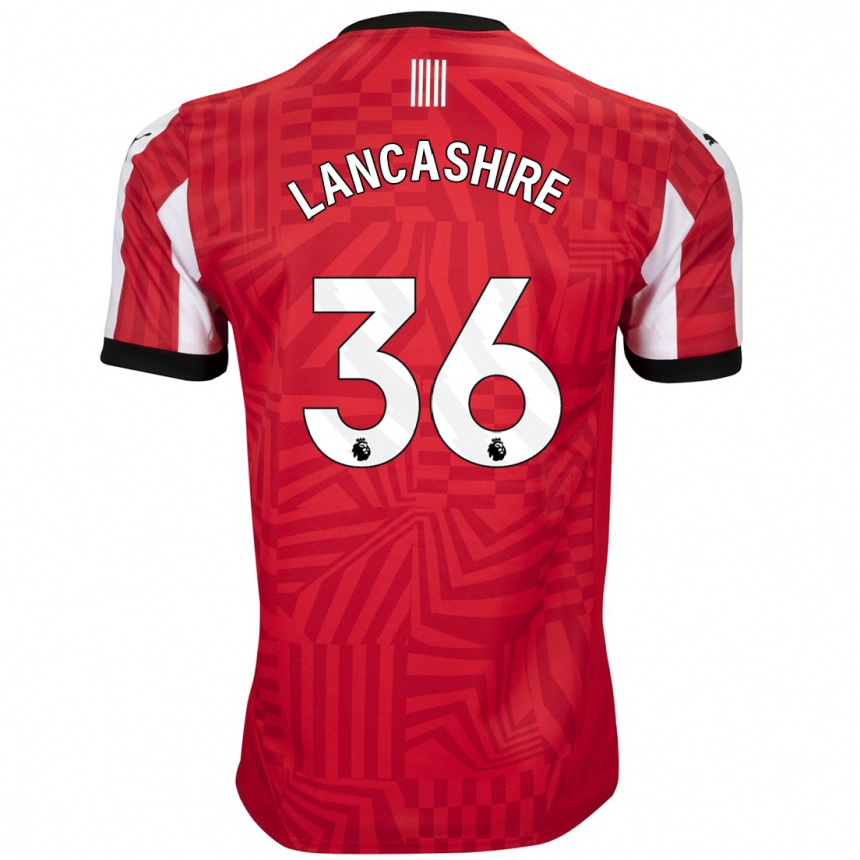 Men Football Olly Lancashire #36 Red White Home Jersey 2024/25 T-Shirt Uk