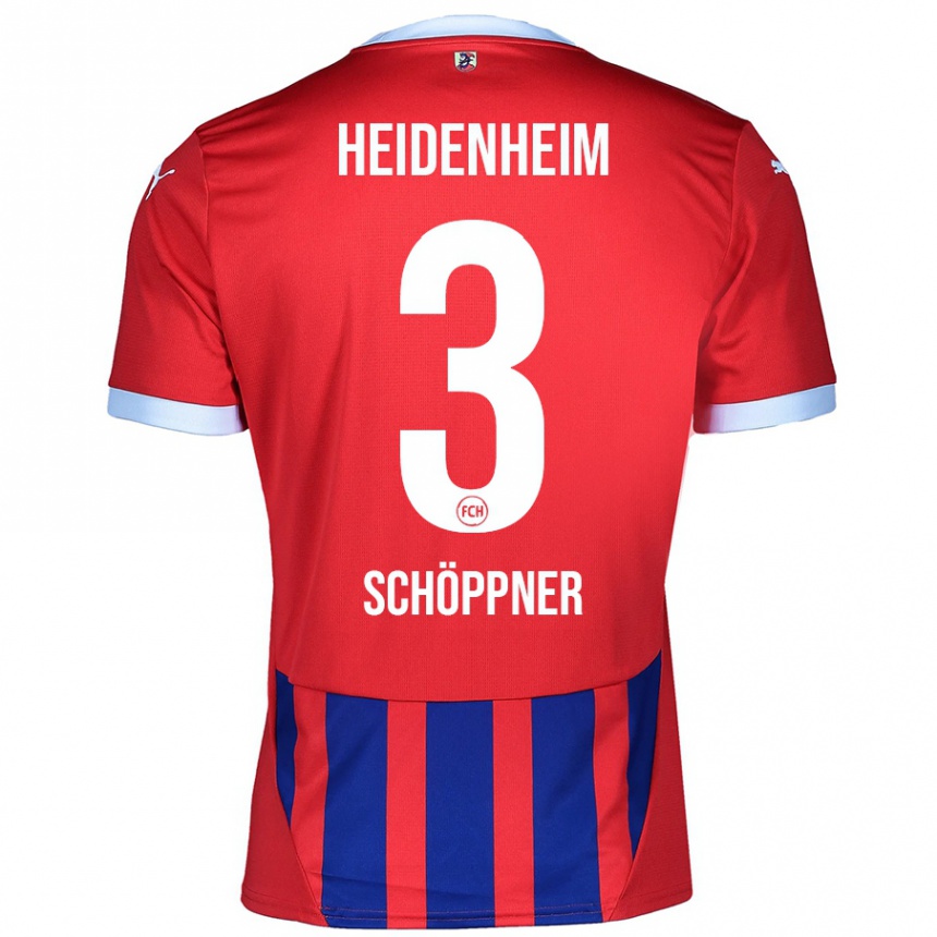 Men Football Jan Schöppner #3 Red Blue Home Jersey 2024/25 T-Shirt Uk