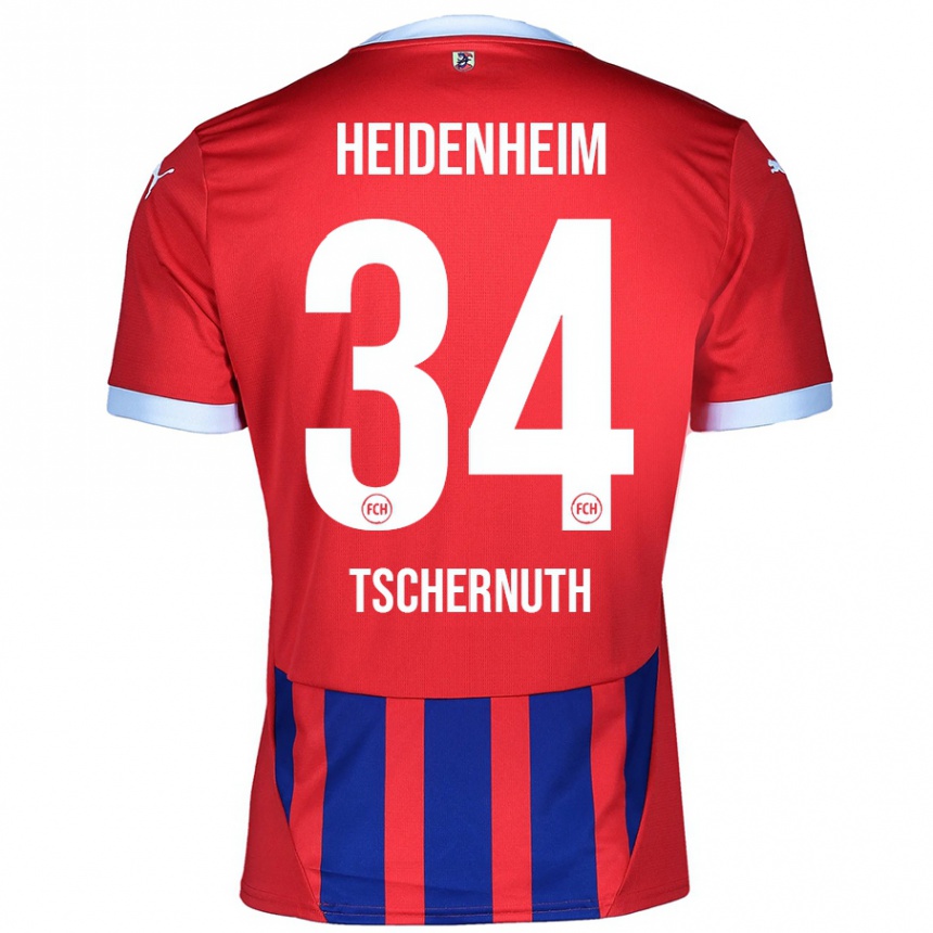 Men Football Paul Tschernuth #34 Red Blue Home Jersey 2024/25 T-Shirt Uk