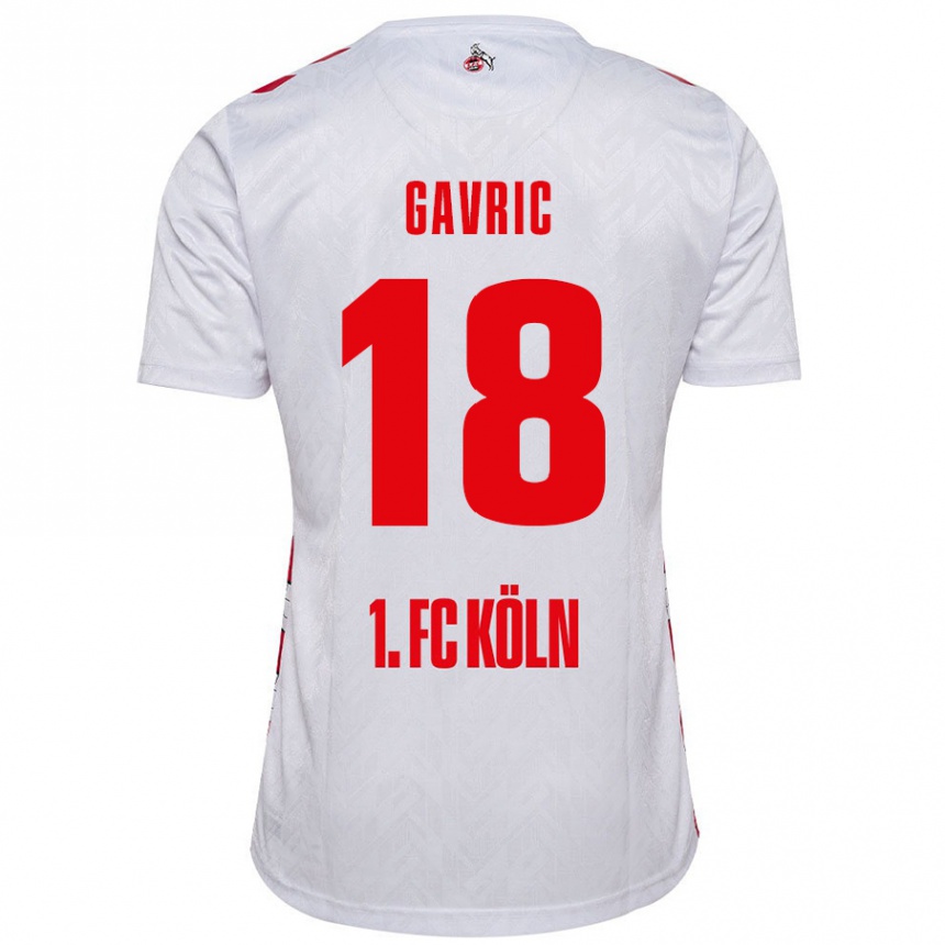 Men Football Andrea Gavrić #18 White Red Home Jersey 2024/25 T-Shirt Uk