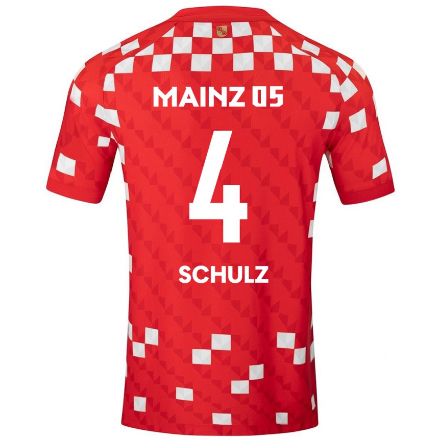 Men Football Philipp Schulz #4 White Red Home Jersey 2024/25 T-Shirt Uk