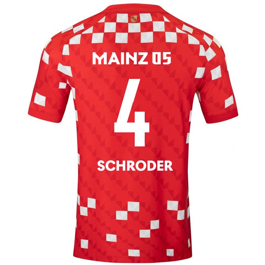 Men Football Lara Schröder #4 White Red Home Jersey 2024/25 T-Shirt Uk