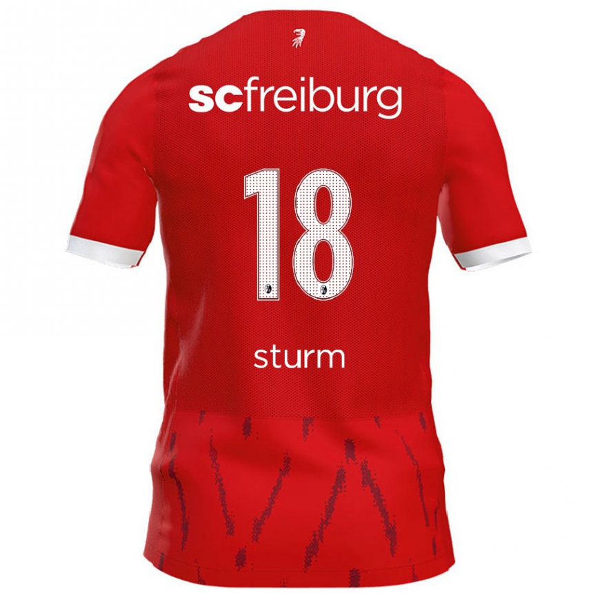 Men Football Yann Sturm #18 Red Home Jersey 2024/25 T-Shirt Uk