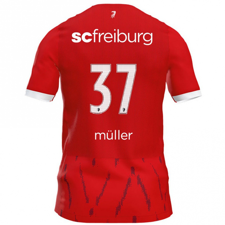 Men Football Ruben Müller #37 Red Home Jersey 2024/25 T-Shirt Uk