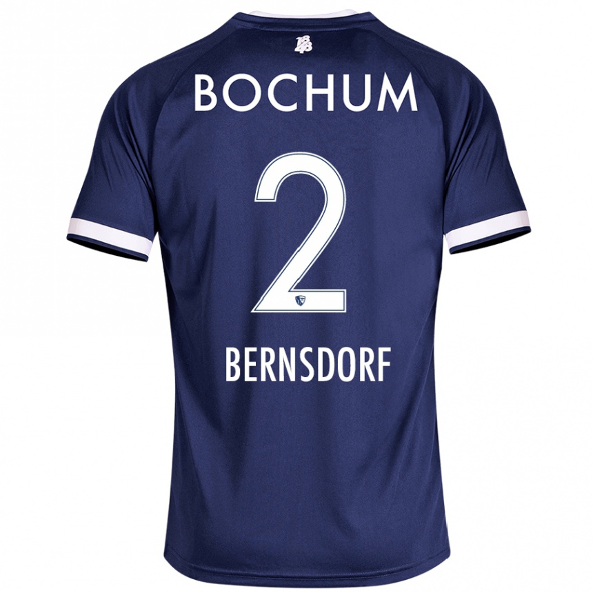 Men Football Luca Bernsdorf #2 Dark Blue Home Jersey 2024/25 T-Shirt Uk