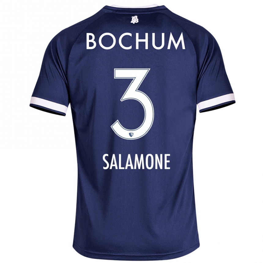 Men Football Elia-Giona Salamone #3 Dark Blue Home Jersey 2024/25 T-Shirt Uk