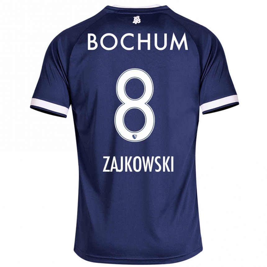 Men Football Cedric Zajkowski #8 Dark Blue Home Jersey 2024/25 T-Shirt Uk