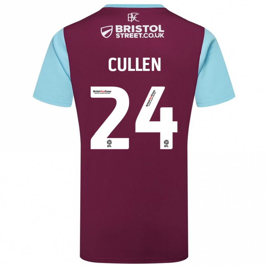 Men Football Josh Cullen #24 Burgundy Sky Blue Home Jersey 2024/25 T-Shirt Uk