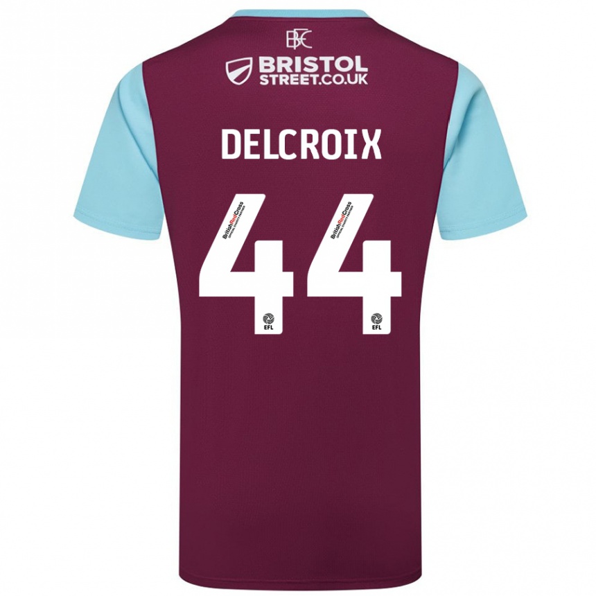 Men Football Hannes Delcroix #44 Burgundy Sky Blue Home Jersey 2024/25 T-Shirt Uk