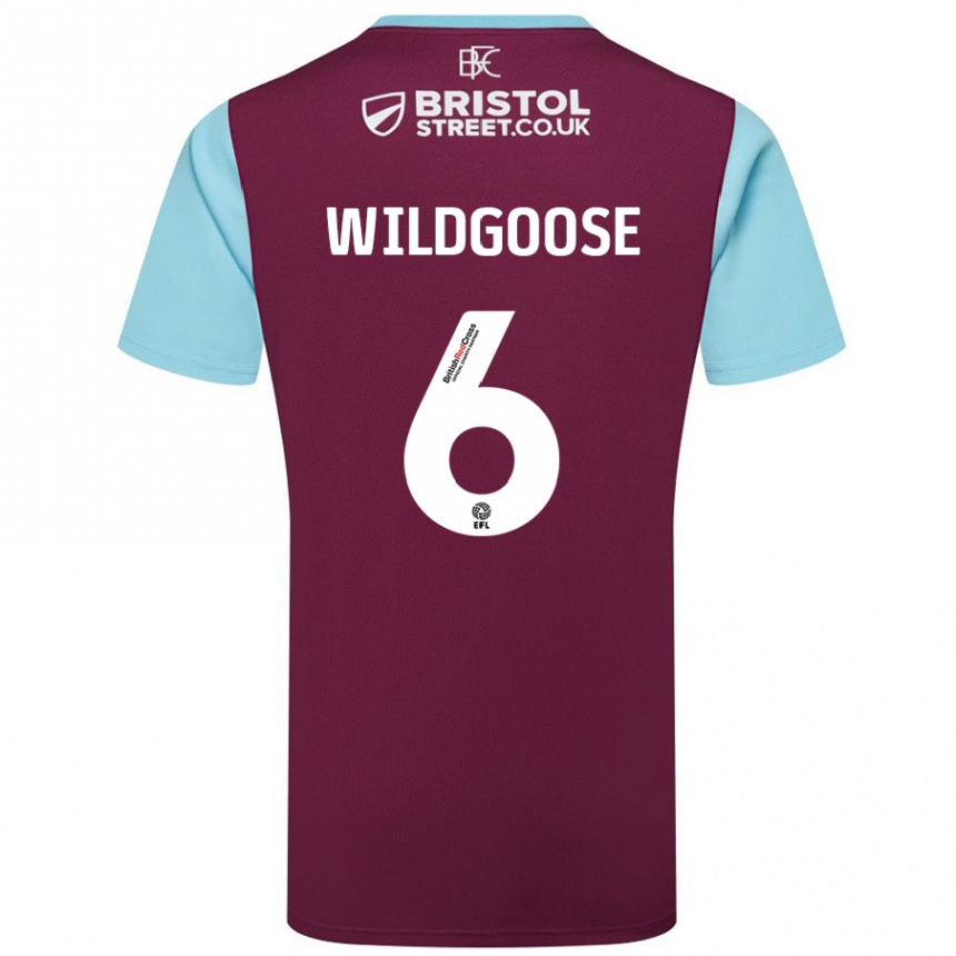 Men Football Mikayla Wildgoose #6 Burgundy Sky Blue Home Jersey 2024/25 T-Shirt Uk