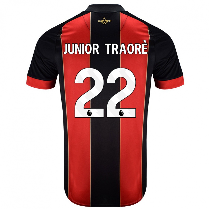 Men Football Hamed Junior Traorè #22 Red Black Home Jersey 2024/25 T-Shirt Uk