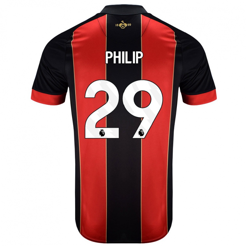 Men Football Philip Billing #29 Red Black Home Jersey 2024/25 T-Shirt Uk