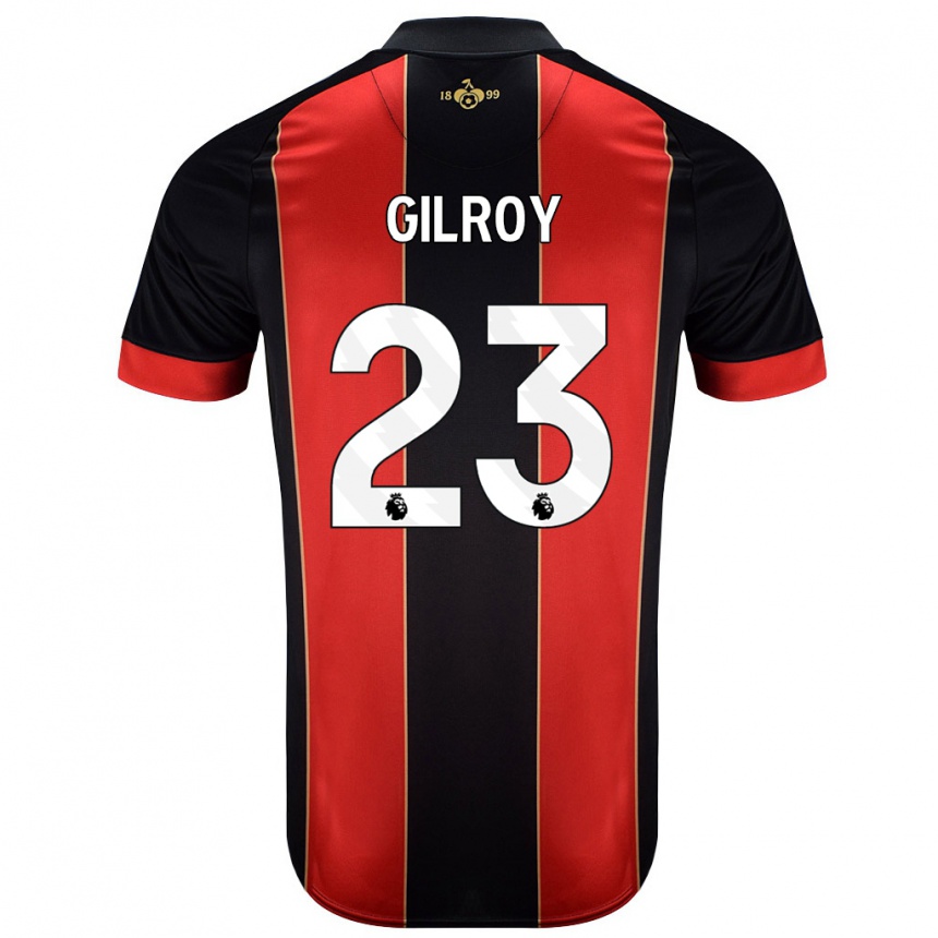 Men Football Chloe Gilroy #23 Red Black Home Jersey 2024/25 T-Shirt Uk