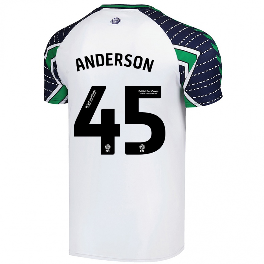 Men Football Joe Anderson #45 White Away Jersey 2024/25 T-Shirt Uk