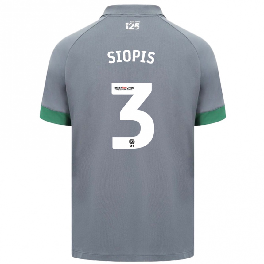 Men Football Manolis Siopis #3 Dark Gray Away Jersey 2024/25 T-Shirt Uk