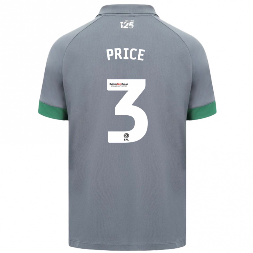 Men Football Ffion Price #3 Dark Gray Away Jersey 2024/25 T-Shirt Uk