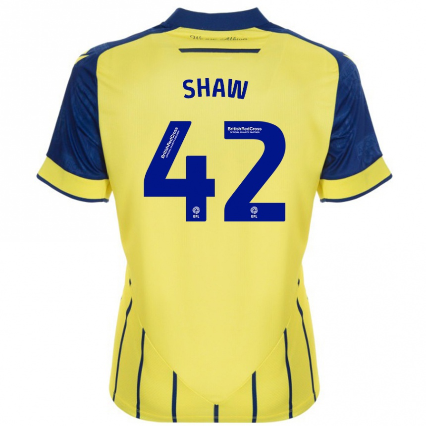 Men Football Josh Shaw #42 Yellow Blue Away Jersey 2024/25 T-Shirt Uk