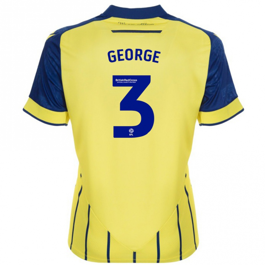 Men Football Hannah George #3 Yellow Blue Away Jersey 2024/25 T-Shirt Uk