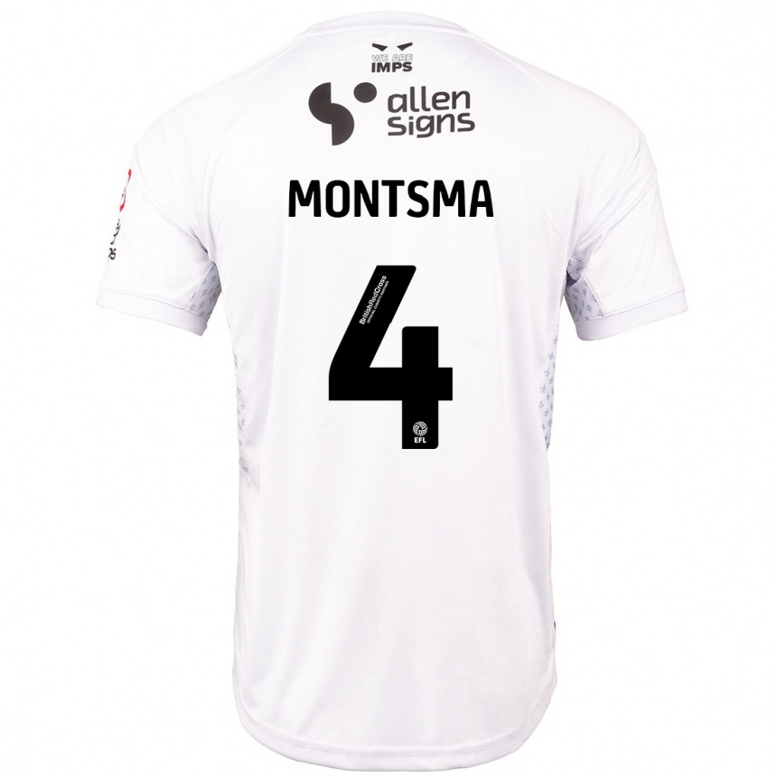 Men Football Lewis Montsma #4 Red White Away Jersey 2024/25 T-Shirt Uk