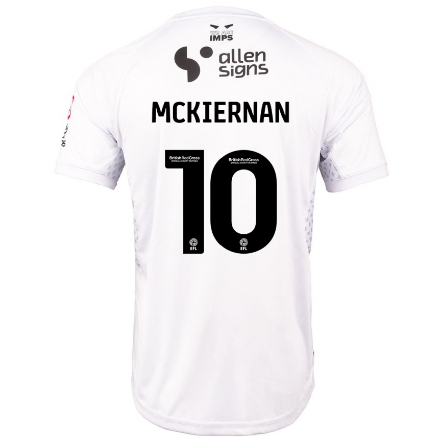 Men Football Jj Mckiernan #10 Red White Away Jersey 2024/25 T-Shirt Uk