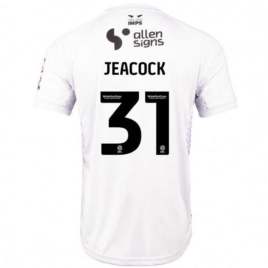 Men Football Zach Jeacock #31 Red White Away Jersey 2024/25 T-Shirt Uk