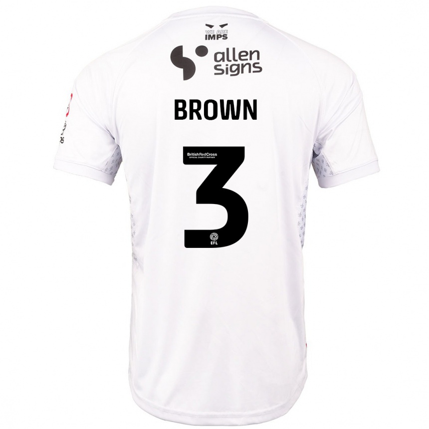 Men Football Jaden Brown #3 Red White Away Jersey 2024/25 T-Shirt Uk