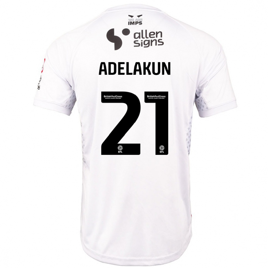 Men Football Hakeeb Adelakun #21 Red White Away Jersey 2024/25 T-Shirt Uk