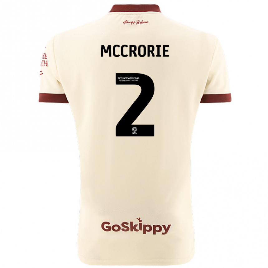 Men Football Ross Mccrorie #2 Cream White Away Jersey 2024/25 T-Shirt Uk