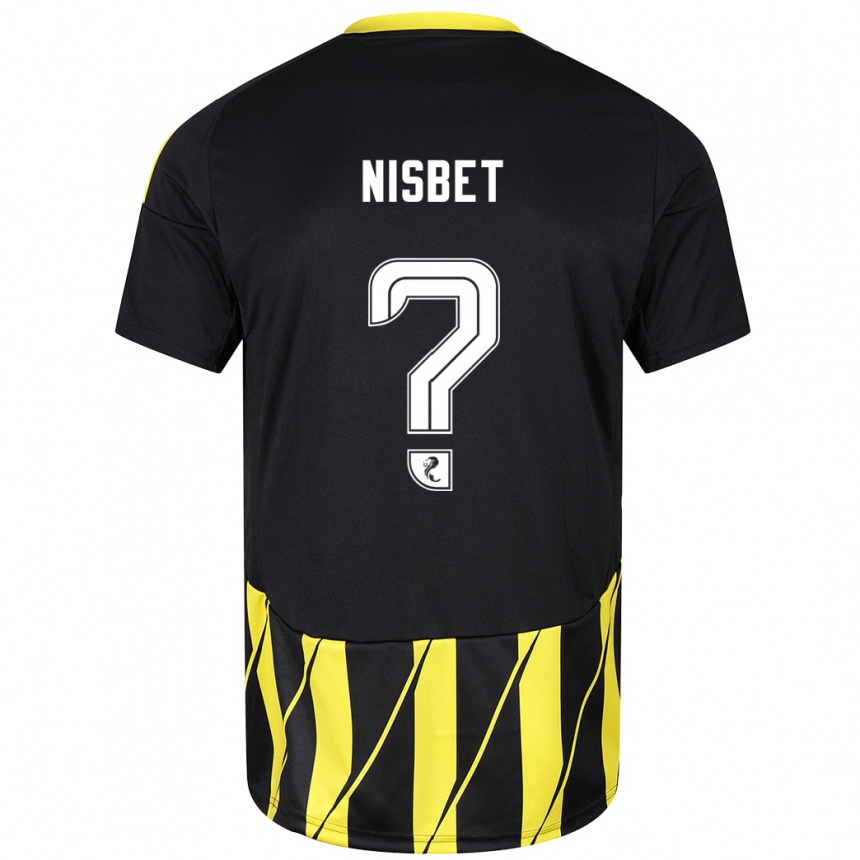 Men Football Kevin Nisbet #0 Black Yellow Away Jersey 2024/25 T-Shirt Uk