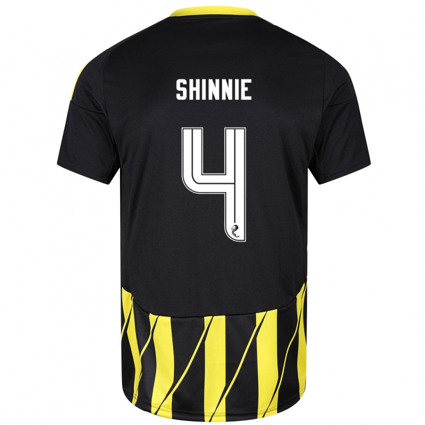 Men Football Graeme Shinnie #4 Black Yellow Away Jersey 2024/25 T-Shirt Uk