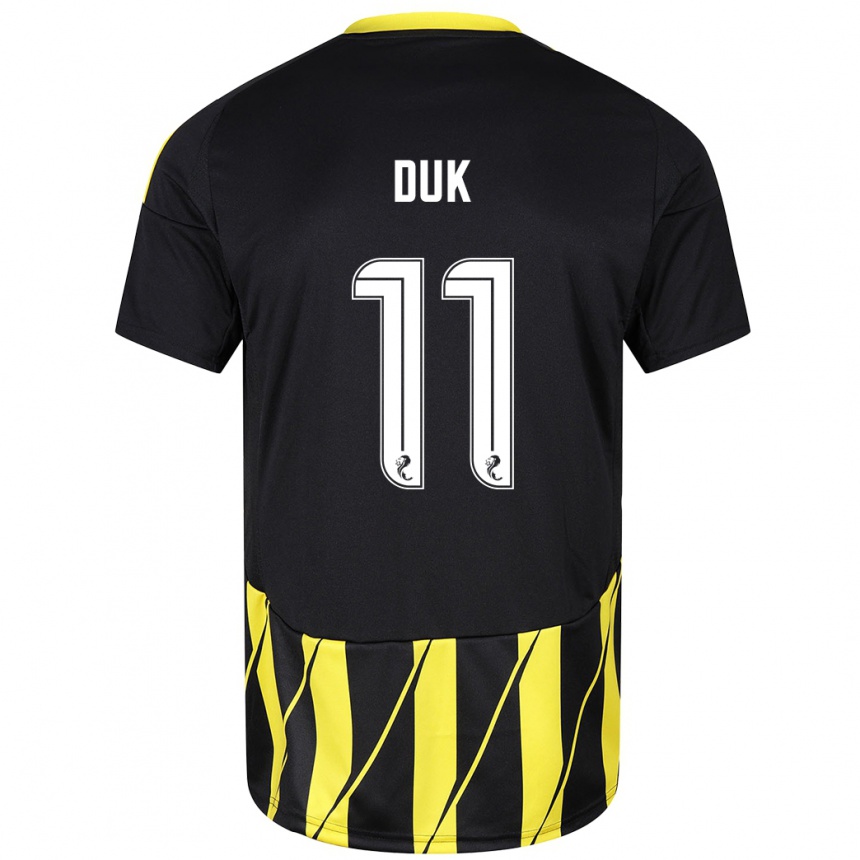 Men Football Duk #11 Black Yellow Away Jersey 2024/25 T-Shirt Uk