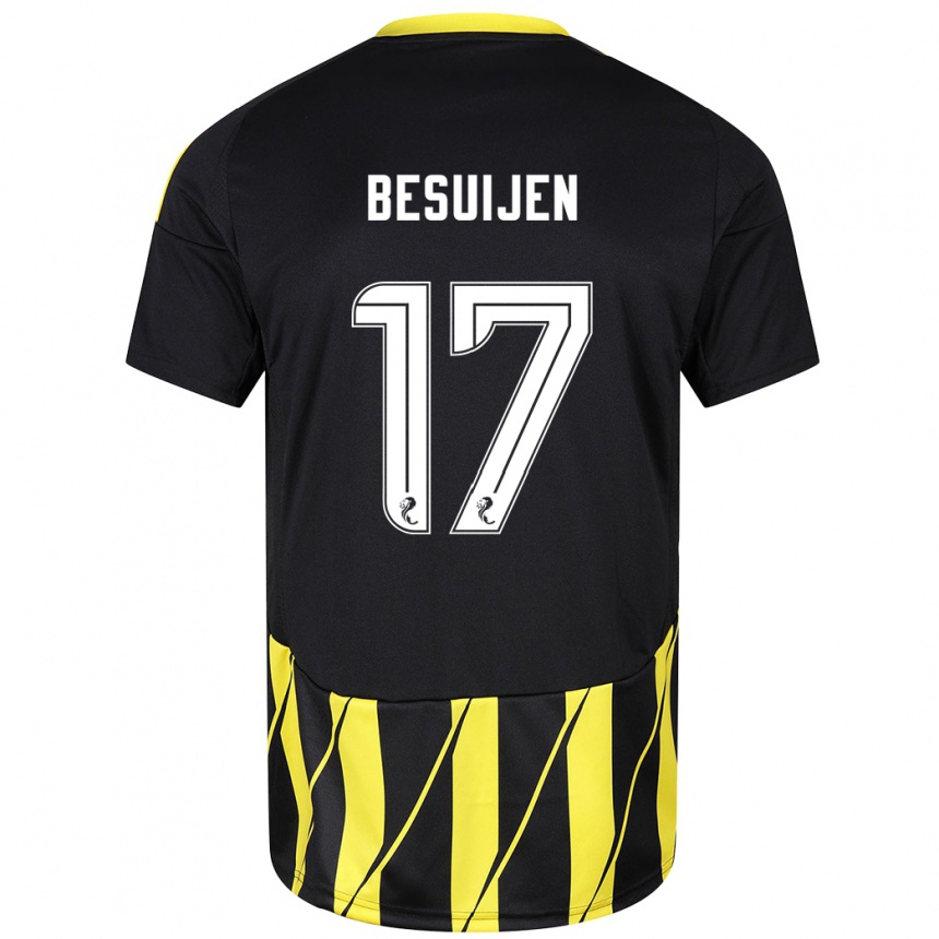 Men Football Vicente Besuijen #17 Black Yellow Away Jersey 2024/25 T-Shirt Uk