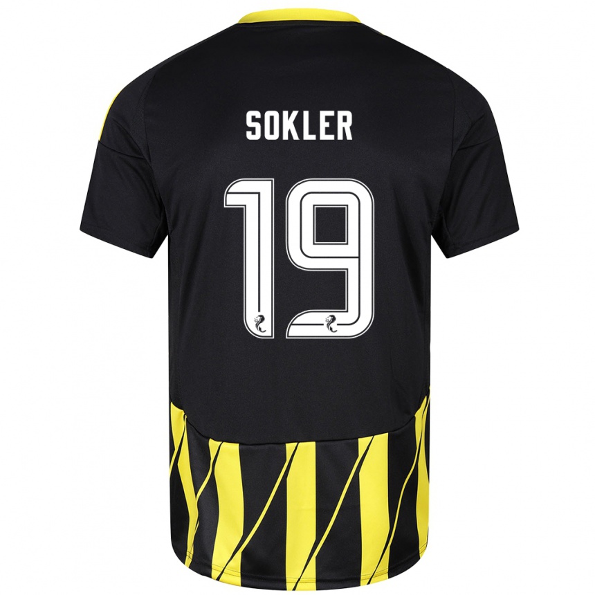 Men Football Ester Sokler #19 Black Yellow Away Jersey 2024/25 T-Shirt Uk