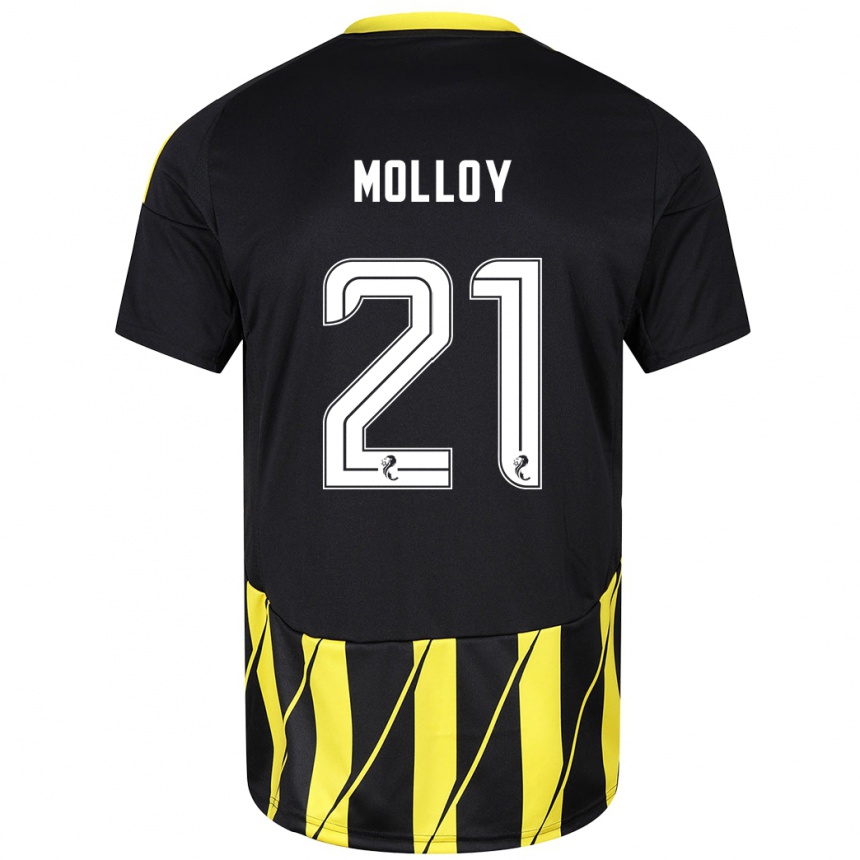 Men Football Gavin Molloy #21 Black Yellow Away Jersey 2024/25 T-Shirt Uk