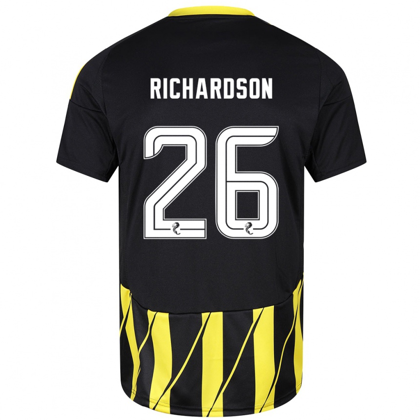 Men Football Jayden Richardson #26 Black Yellow Away Jersey 2024/25 T-Shirt Uk