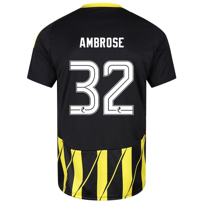 Men Football Peter Ambrose #32 Black Yellow Away Jersey 2024/25 T-Shirt Uk