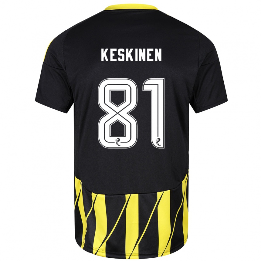 Men Football Topi Keskinen #81 Black Yellow Away Jersey 2024/25 T-Shirt Uk