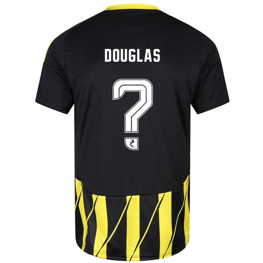 Men Football Connor Douglas #0 Black Yellow Away Jersey 2024/25 T-Shirt Uk