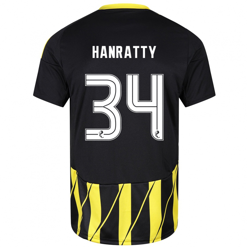 Men Football Kevin Hanratty #34 Black Yellow Away Jersey 2024/25 T-Shirt Uk