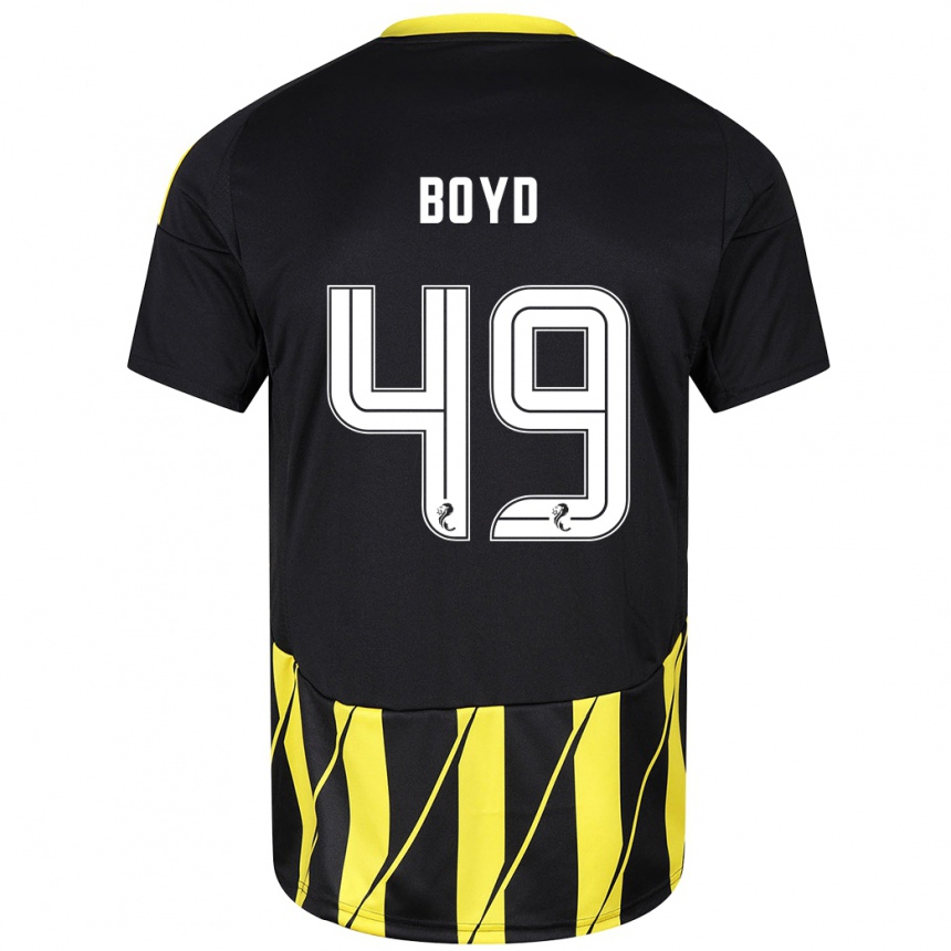 Men Football Fletcher Boyd #49 Black Yellow Away Jersey 2024/25 T-Shirt Uk