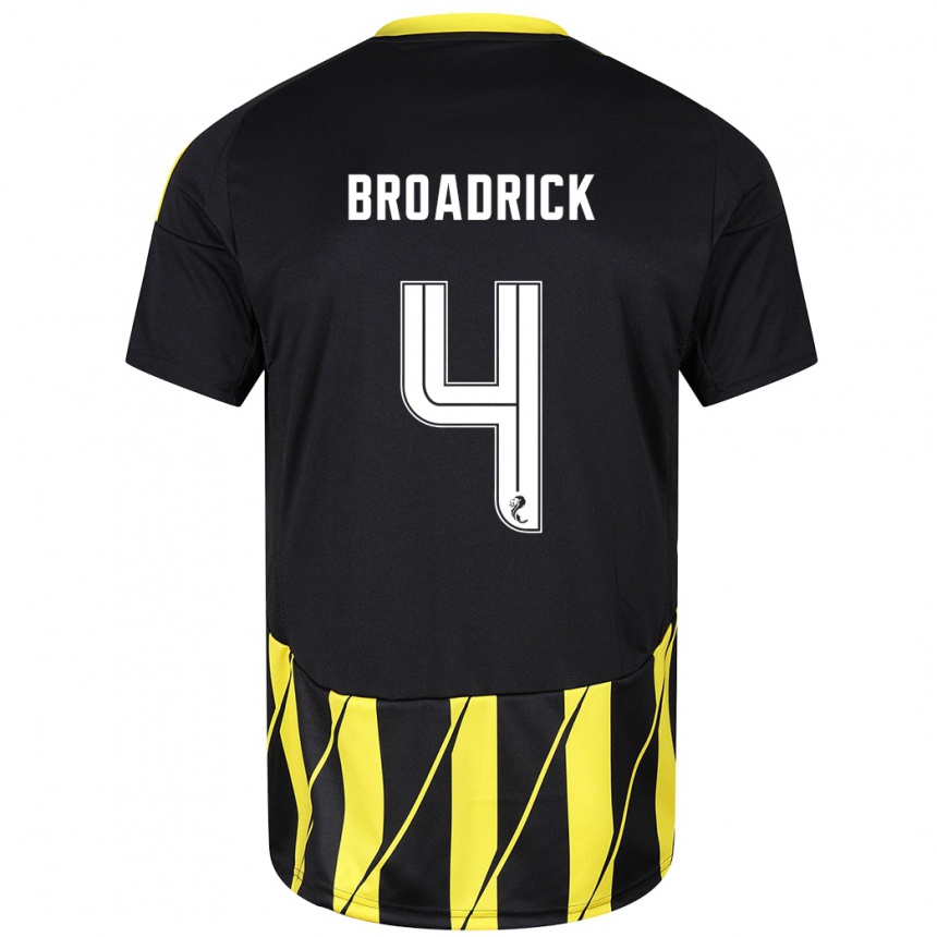 Men Football Jessica Broadrick #4 Black Yellow Away Jersey 2024/25 T-Shirt Uk