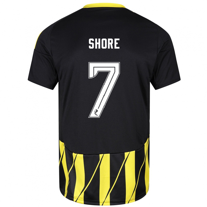 Men Football Eilidh Shore #7 Black Yellow Away Jersey 2024/25 T-Shirt Uk