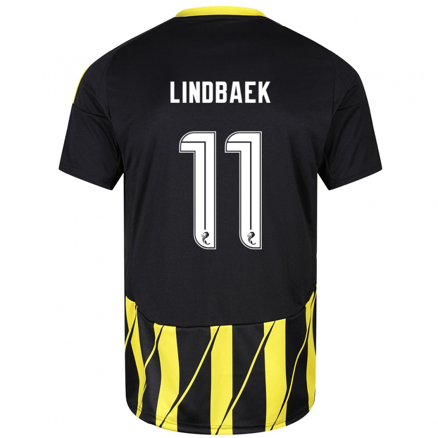 Men Football Adele Lindbaek #11 Black Yellow Away Jersey 2024/25 T-Shirt Uk